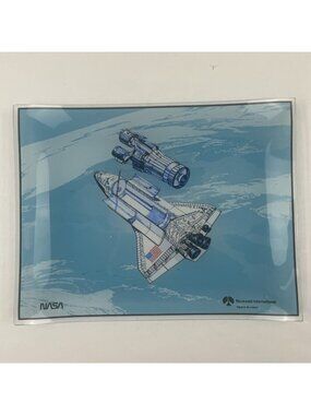 NASA Rockwell International Space Division Shuttle Glass Plate 8.75”x 6.75”